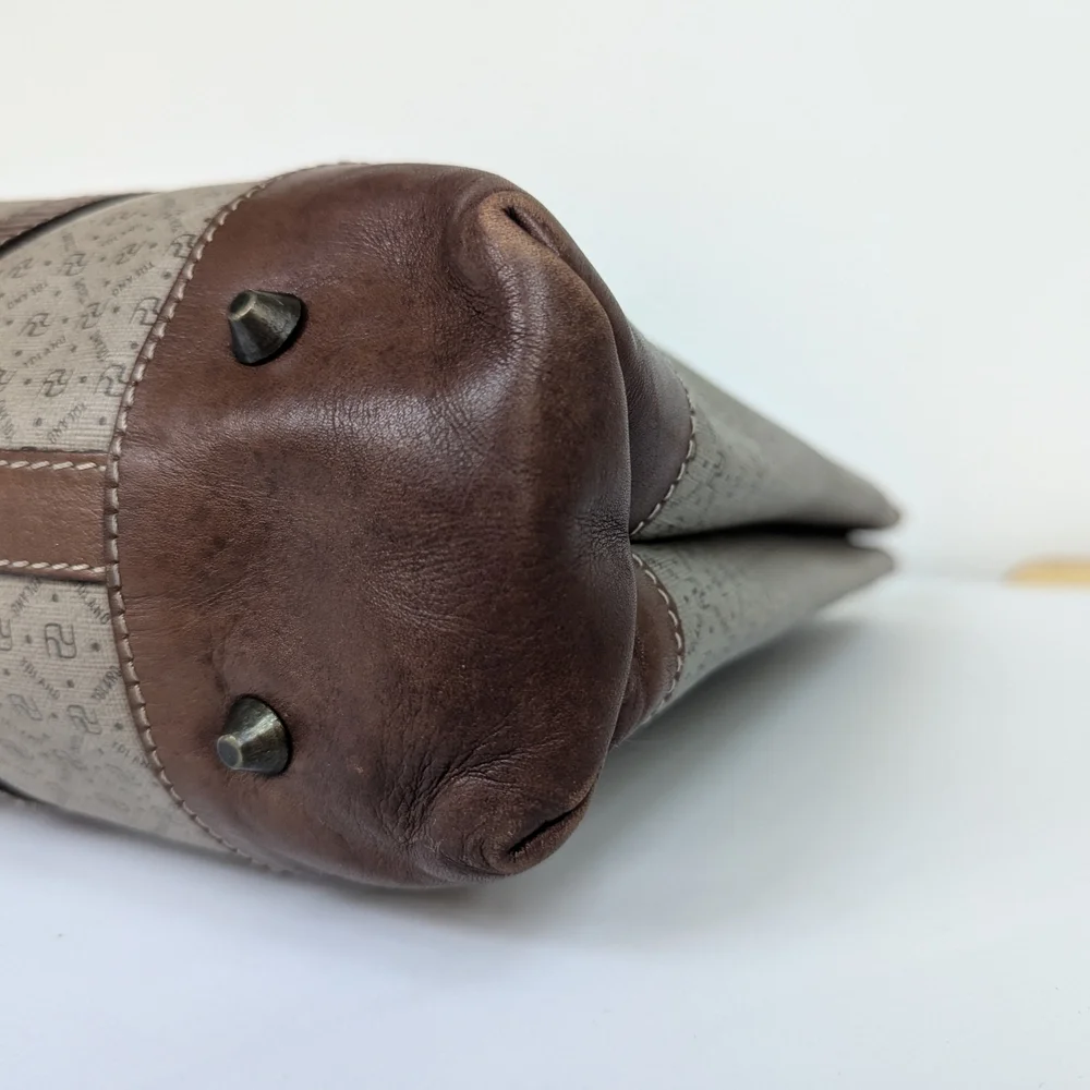 yoland monogram coated canvas leather tote bag‎  Brown Tan Designer Weekender